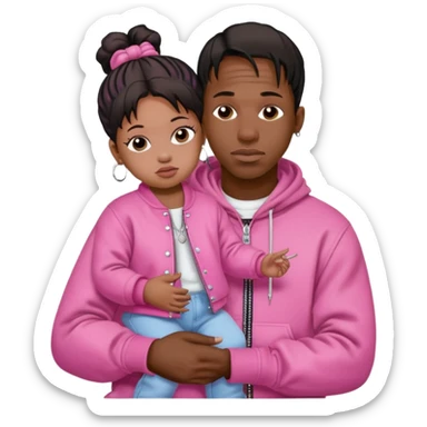 create an emoji of travis scott with his daughter stormi but with pink clothes sticker
