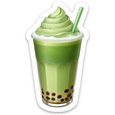 matcha latte with boba and ice without sticks for drinking and add a lil coffee  sticker