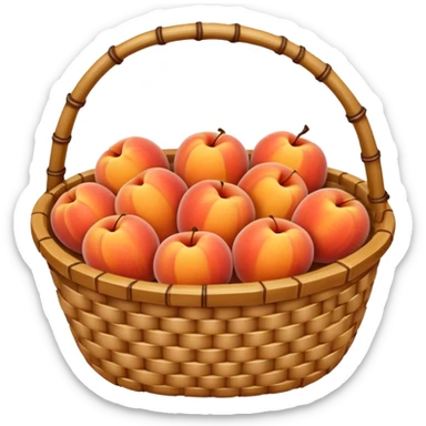 bamboo basket, peaches sticker