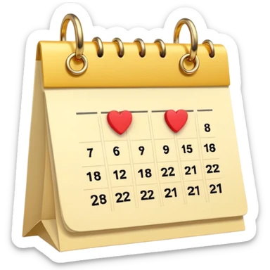 cute kalender , really light yellow/gold/brown themed with maybe a little heart on it. its paper in it and rings at the top of it where the paper is on. it needs to look like its drawed  and the rings at the top instead.  and it not has to look like its standing and a little bit more out zoomed  sticker