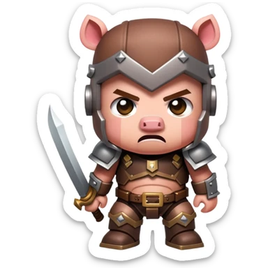 angry Minecraft baby Piglin in leather armor sticker