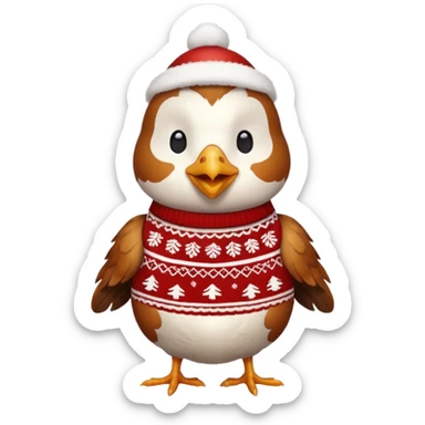 Chicken with a Christmas jumper sticker