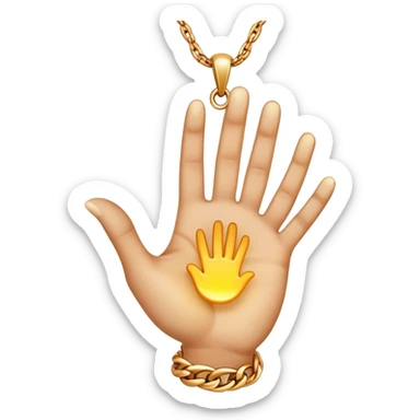 emojis for pendants with chains generally jewelry that is purposeful -- ethereal glowing hand palm lines-- 5 fingers reading palm 
 sticker