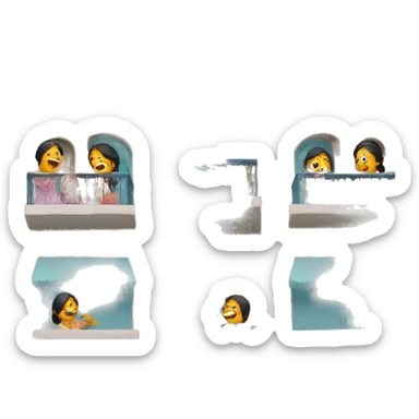 indian aunty talking to another aunty from their respective balconies sticker