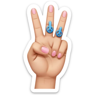 peace sign emoji but with the middle and ring fingers up instead of the index and middle finger. Keep the pinky, index, and thumb down. Only have the 5 normal fingers in the picture sticker