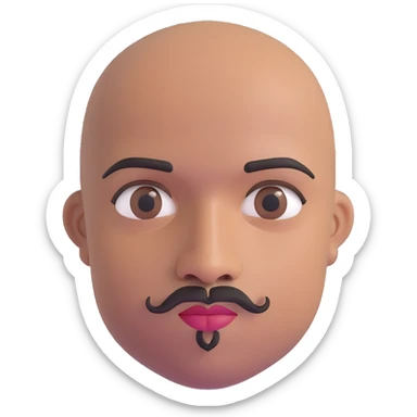 Oxumarê as a 37-year-old bald Black man with smooth oval head, indigenous facial features, mustache with goatee (no hair on sides of face), contour from chin to lips, and a beauty mark on left side below lip, Memoji style sticker
