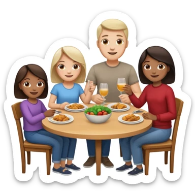 family having dinner sticker