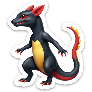 Shiny Salandit-Umbreon-Charmeleon-Fakémon-hybrid-creature (full body)  sticker