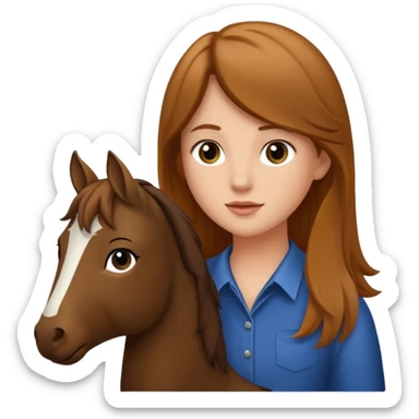 Ein braunhaariges Mädchen mit langen glatten Haaren und sitzend auf einem Braunen Pferd mit schwarzer Mähne  sticker