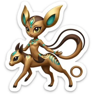 Ancient Godly Divine Tribal Exotic Colorful Tropical Meloetta-Venom-Heliolisk-Helioptile-fusion, full body, tribal markings  sticker