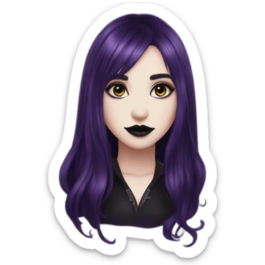 Elissabat-with-bangs-long-hair-dark-purple-and-black-vampire-goth-makeup-pinkeyes-romanticgothcloses- sticker