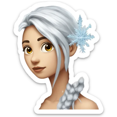 big wings, silver, feather, icy ,snowflake, Beautiful, fairy, long hair sticker