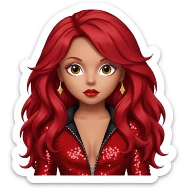 Jesy Nelson from Little Mix with long red hair, red sequin outfit sticker
