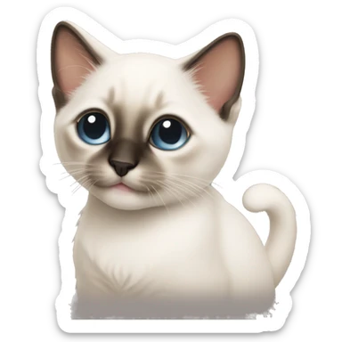 A small Siamese kitten with white fur near the nose and mouth sticker