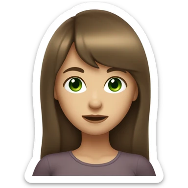 Woman Long brown hair with bangs and green Eyes - in a cute pose sticker