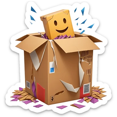 Generate a realistic emoji of a package being desgtroyed  sticker