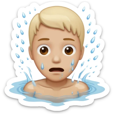 Tête qui se noit dans l’eau avec l’eau qui monte jusqu’à la bouche sticker