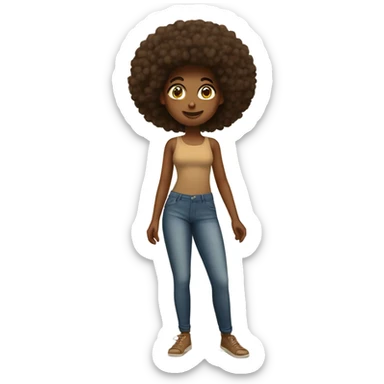 Tan girl with Afro posing full body sticker