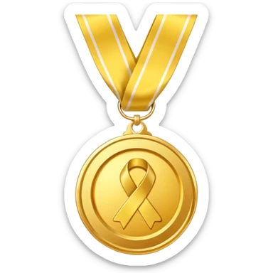 JUST THE CIRCLE  golden medal with a glossy finish, featuring a central gold awareness ribbon symbol sticker