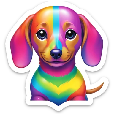 rainbow lisa frank daschund sticker