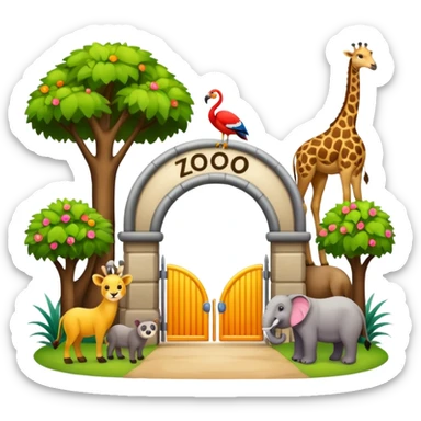 entrada de un zoo y que vean animales  sin ninguna persona  sticker
