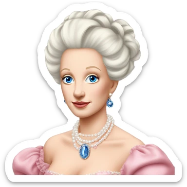 Marie Antoinette blue eyes, fully white pearl choker, only pink dress sticker