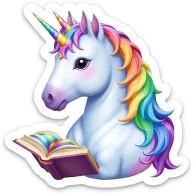 Unicorns read book
A majestic unicorn with rainbow mane holding an open book with magic sparks.












 sticker