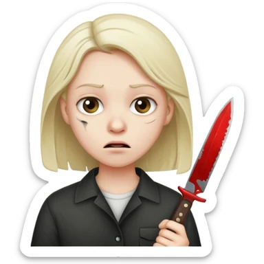 A person with a knife and looks worried  sticker
