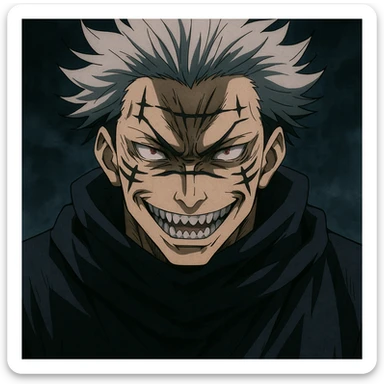 Jujutsu Kaisen villain with menacing expression, anime style sticker