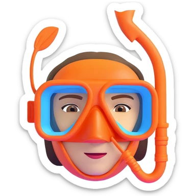 person snorkeling with mask and snorkel in blue water sticker