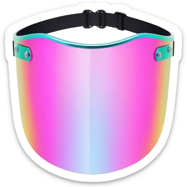 iridescent pink frameless shield visor, Y2K raver style, reflective one-piece lens sticker