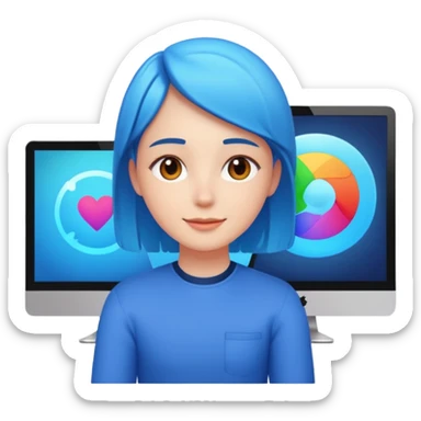 i want an emoje a person had completed his interview which is taken by Artificial interlligence in a computer sticker