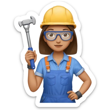 a handywoman holding a wrench in this right hand and a hammer in his left hand sticker