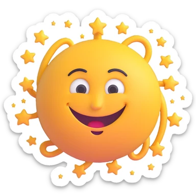 dizzy emoji with spiraling eyes, stars circling its head, and goofy smile, 3D emoji style sticker