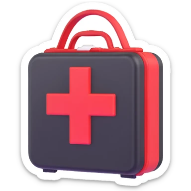 First aid kit with a red cross sticker