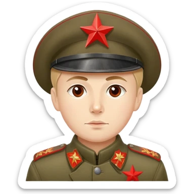 Red Army soldier from 1918 with budenovka hat and red star, Russian Civil War era sticker
