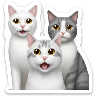 two white and one gray cat 3 cats sticker