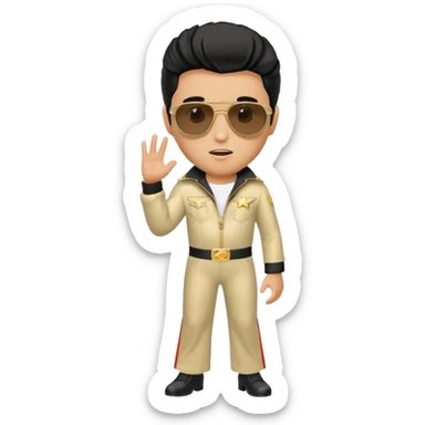 A boy with an Elvis Presley mask with sunglasses dressed as Elvis Presley sticker