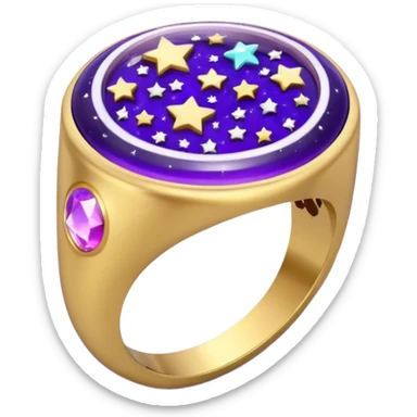 epoxy resin ring with space purple and stars motifs crystal sticker