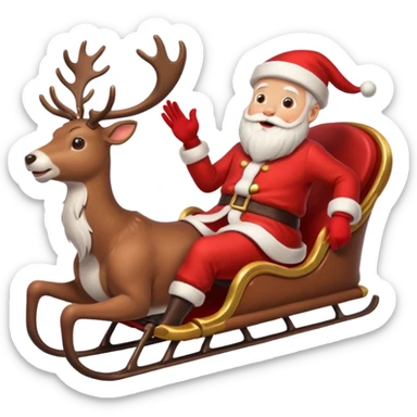 Santa sliding with his deers sticker