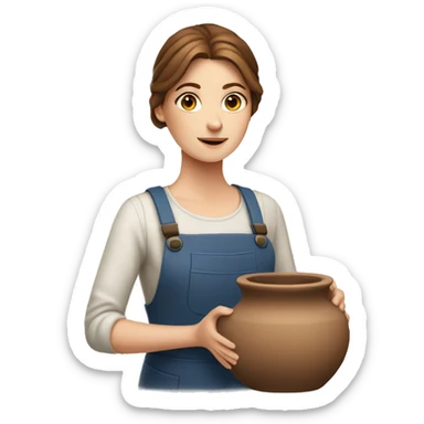 white girl with brown hair making pottery sticker