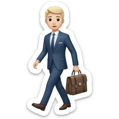 Man with portfolio heading to work. sticker