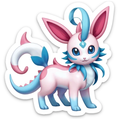 Shiny Cute Milotic-Sylveon-Glaceon-Vaporeon-Dragonair-Pokémon-hybrid-fusion full body sticker