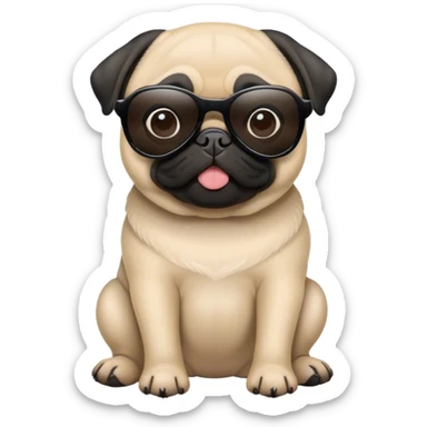Black pug with sunglasses sticker