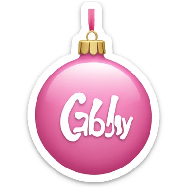 pink ornament with the name gabby on it in cursive sticker