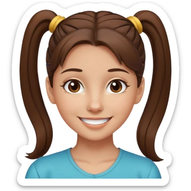 a brown haired girl  in a high ponytail but make her really pretty with brown eyes sticker