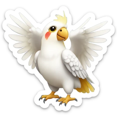 cockatiel bird holding white present in his wings sticker