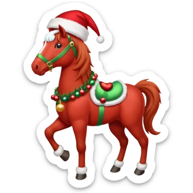 Christmas red horse with a full-length sticker