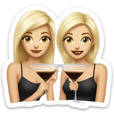 Two blonde girls in their 20s drinking espresso martinis in cocktail glasses sticker