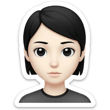 Matte black mannequin in the style of a default avatar. Monochrome with no lines. The eyes should be as matte black as the hair. sticker